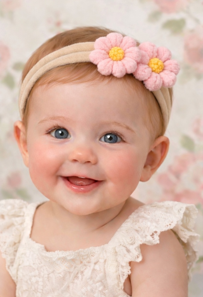 Pink Blossom Baby Headband with Soft Floral Embellishments