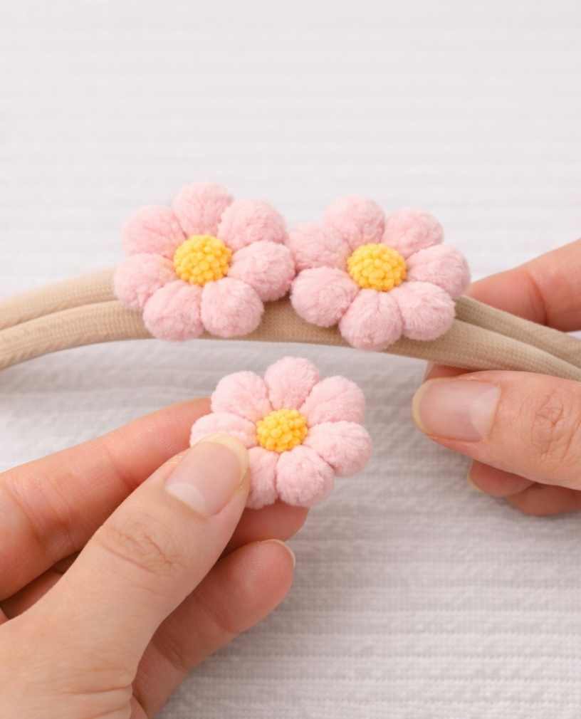 Pink Blossom Baby Headband with Soft Floral Embellishments