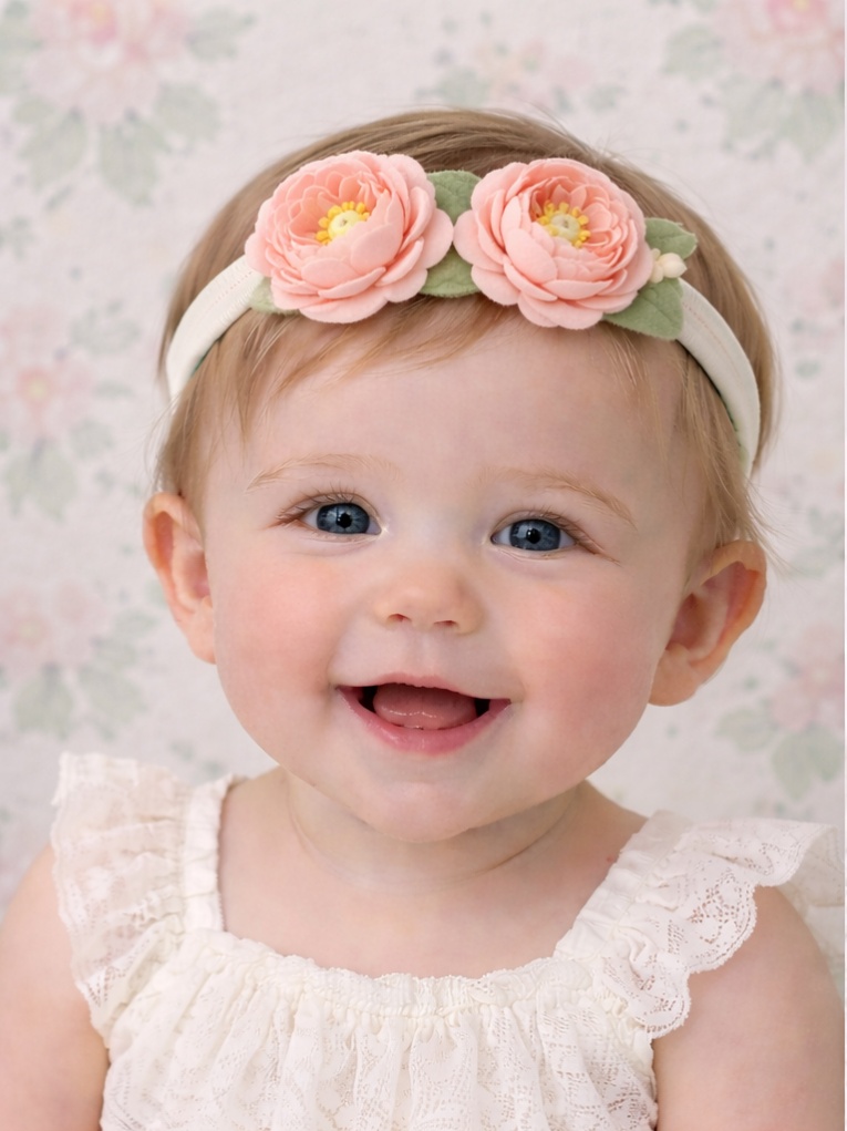 Peach Blossom Camellia Baby Headband