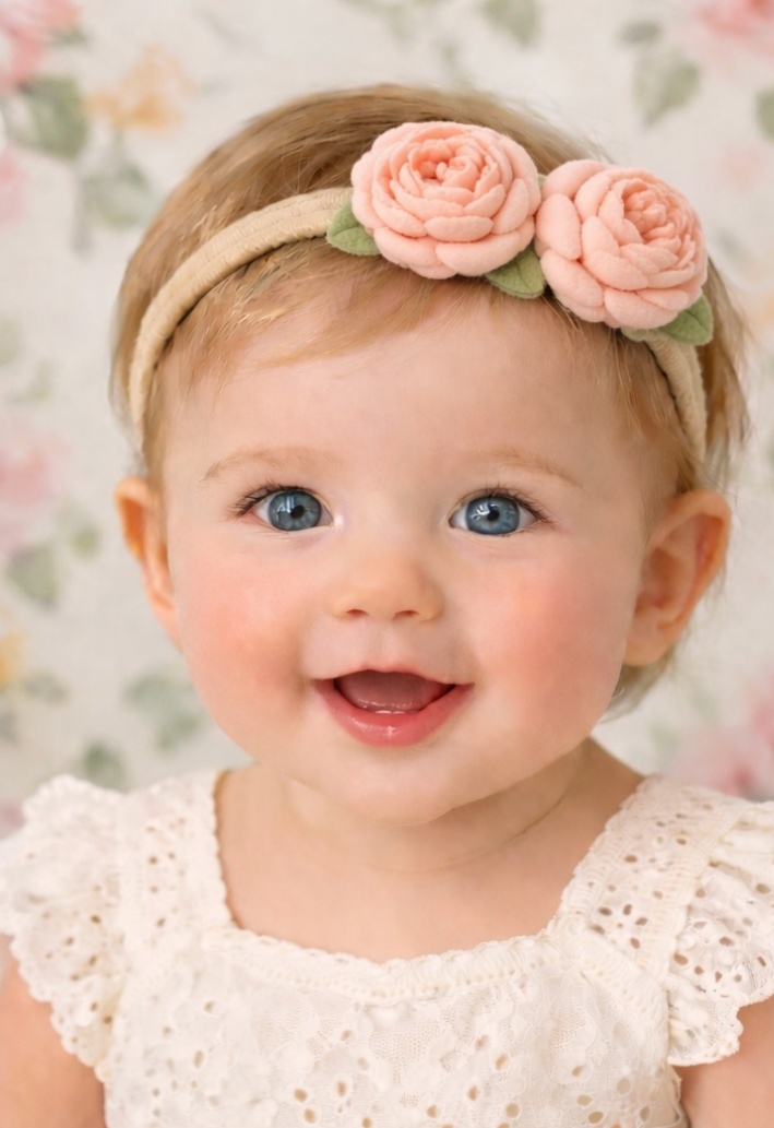 Peach Petal Baby Headband – Handmade Rosebud Design for Newborns