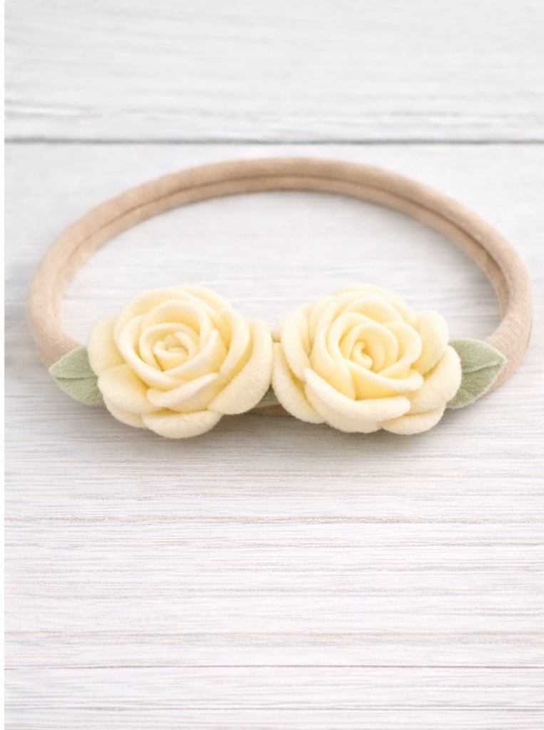 Cream Rose Soft Baby Headband