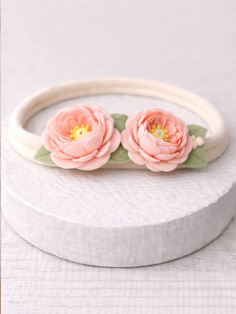Peach Blossom Camellia Baby Headband