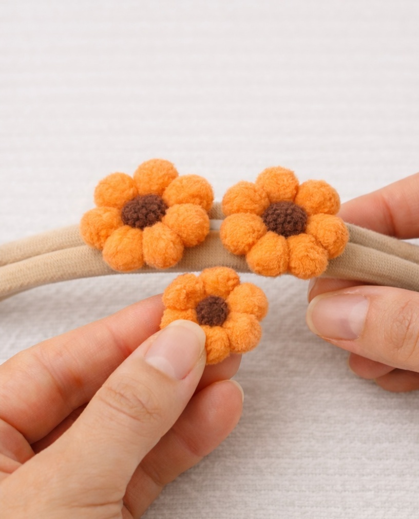 Sonnenblumen Baby Haarband mit Orangefarbenen Blumen