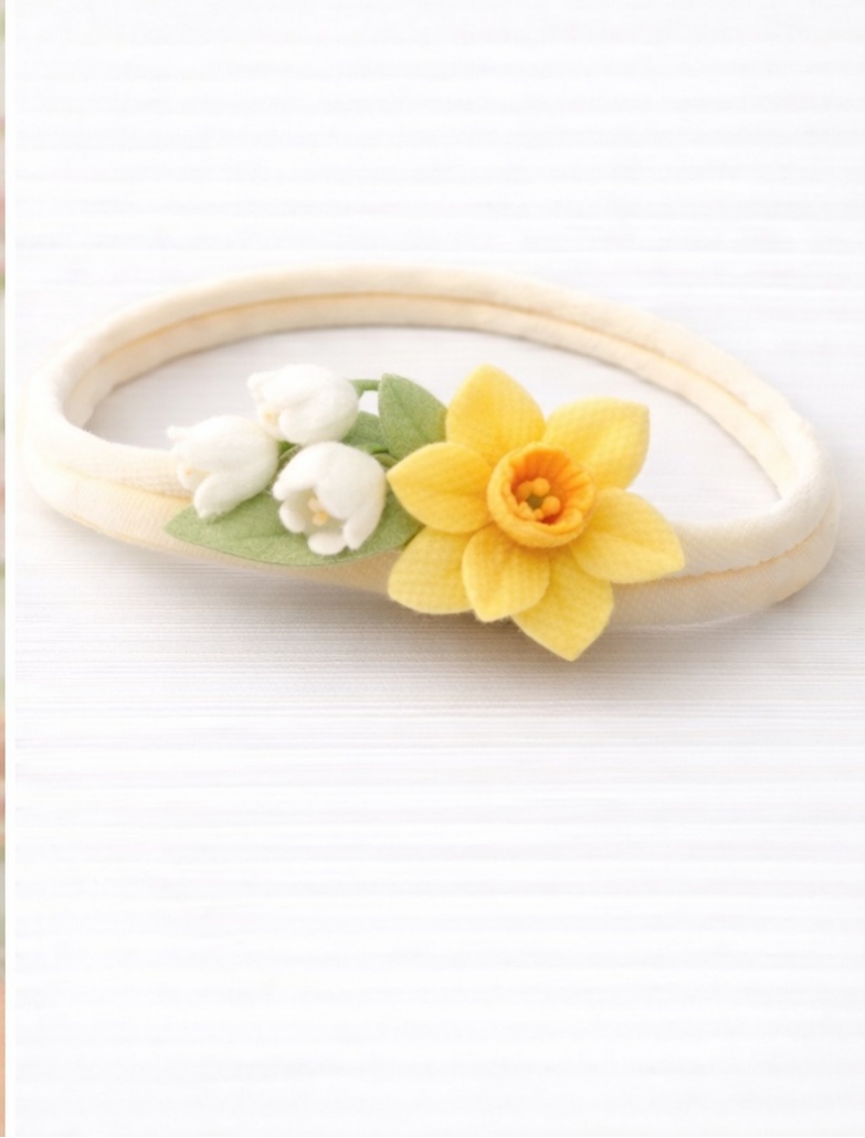 Diadema Floral Amarilla para Bebé con Campanillas