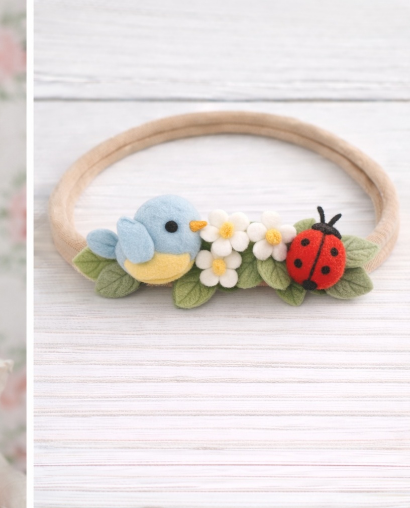 Diadema Infantil con Flor de Girasol y Colores Naranja y Marrón