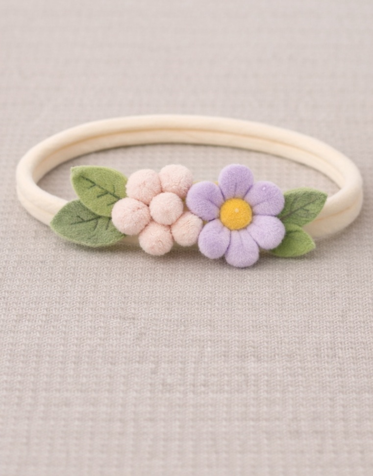 Blush Blossom Baby Headband - Pink & Purple Floral Delight