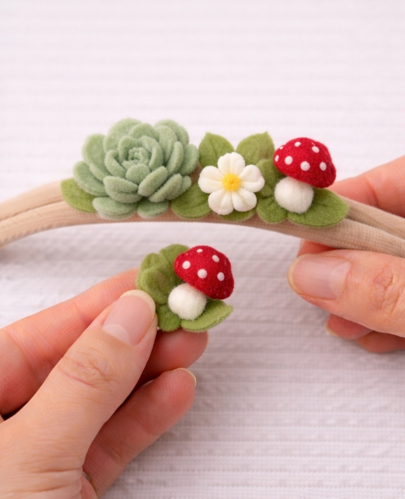 Serre-tête Bébé Forêt Enchantée – Champignons Rouges et Fleurs
