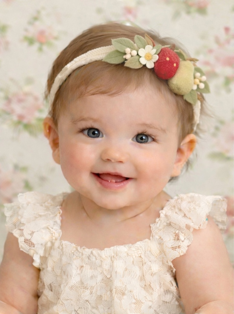 Serre-tête bébé fruits et fleurs – Accessoire doux en feutrine