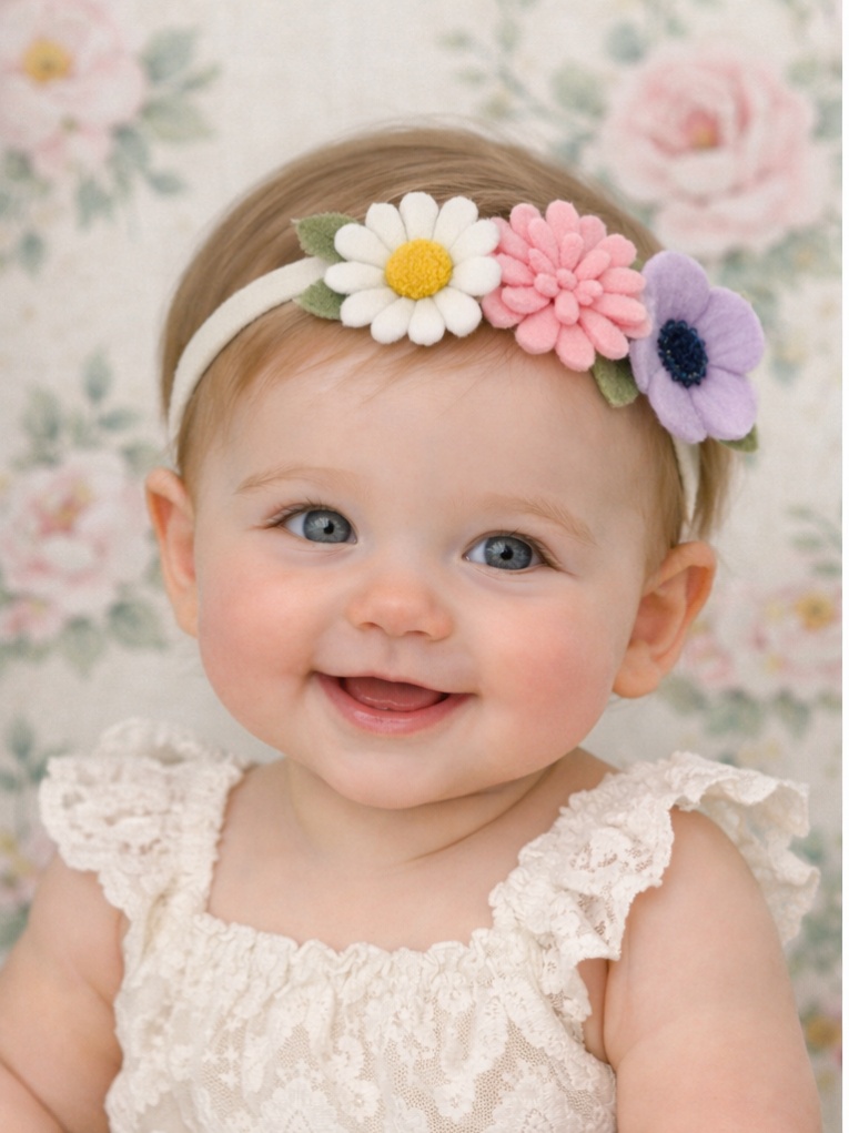 Tiara de Flores Coloridas para Bebê