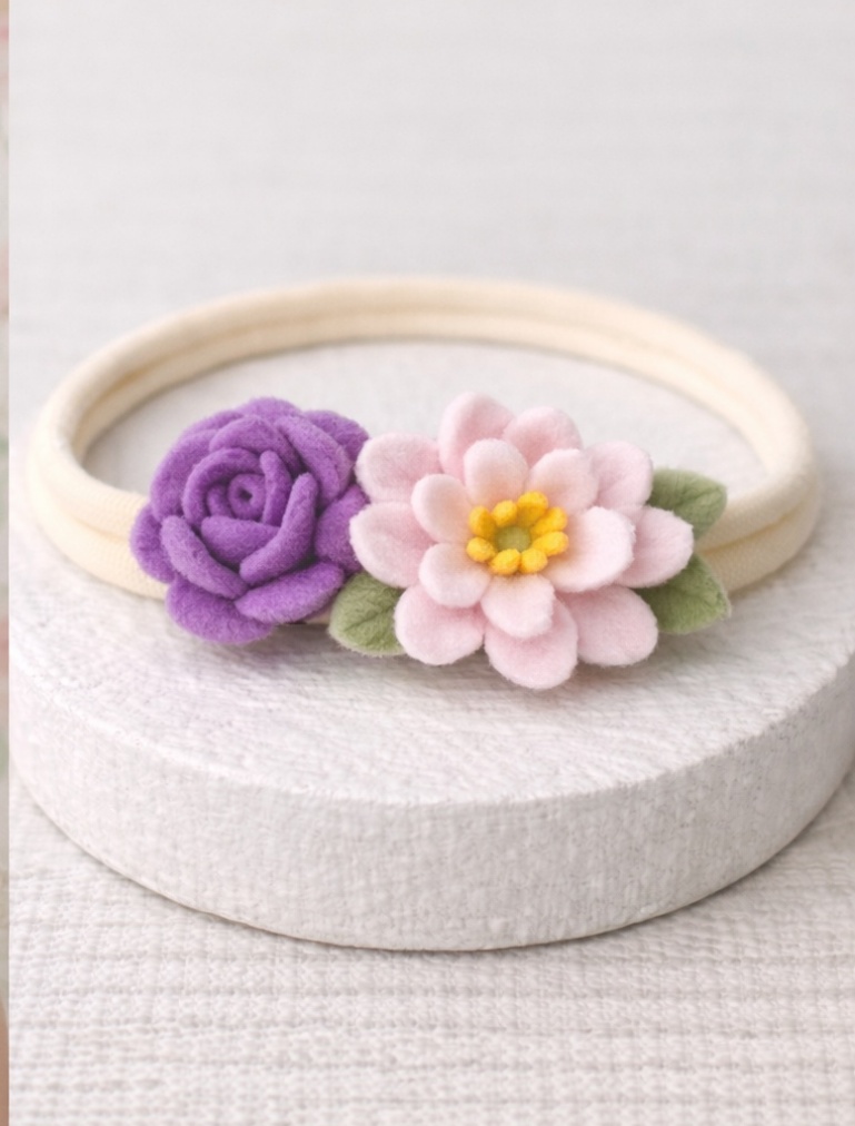 Purple and Pink Floral Baby Headband
