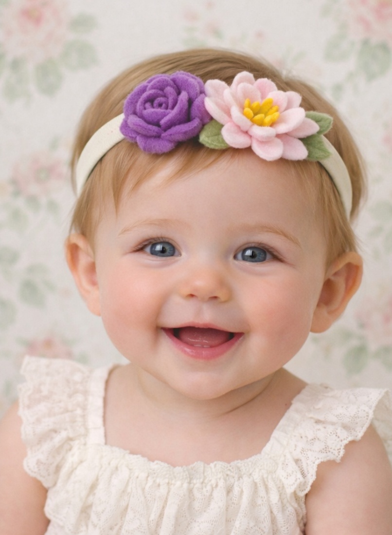 Purple and Pink Floral Baby Headband