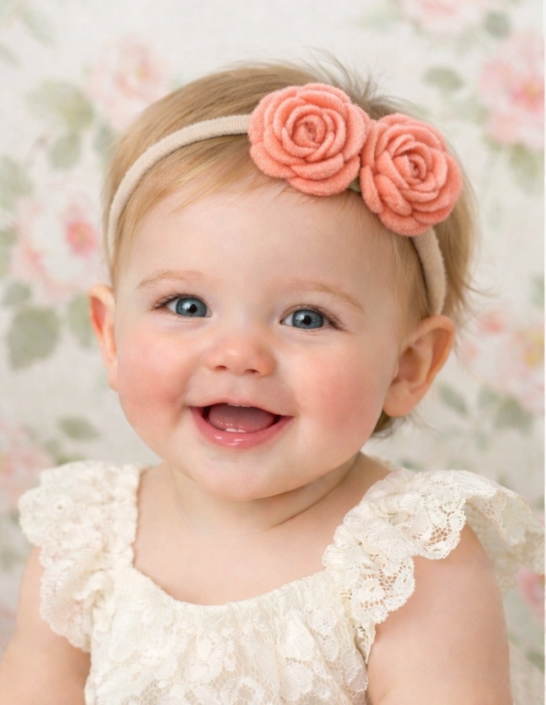 Peach Rose Floral Baby Headband