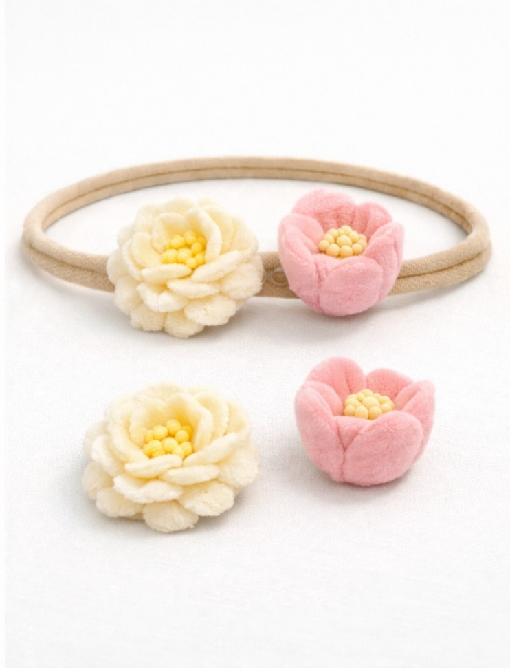 Rose und Lila Gänseblümchen Baby Haarband Set