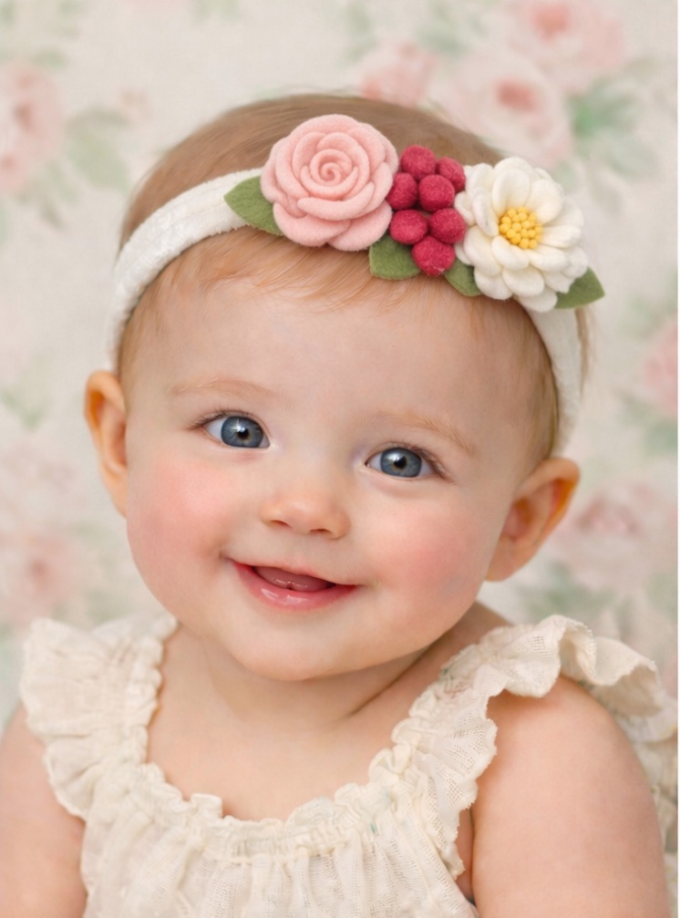 Diadema Floral Rosada para Bebés
