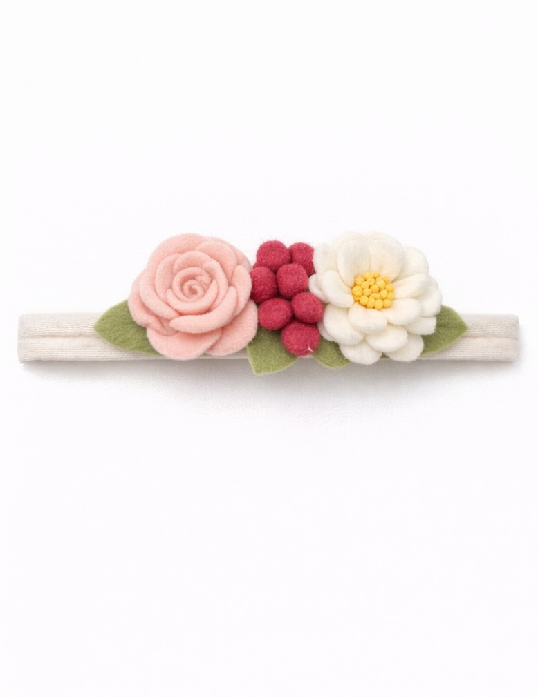 Diadema Floral Rosada para Bebés