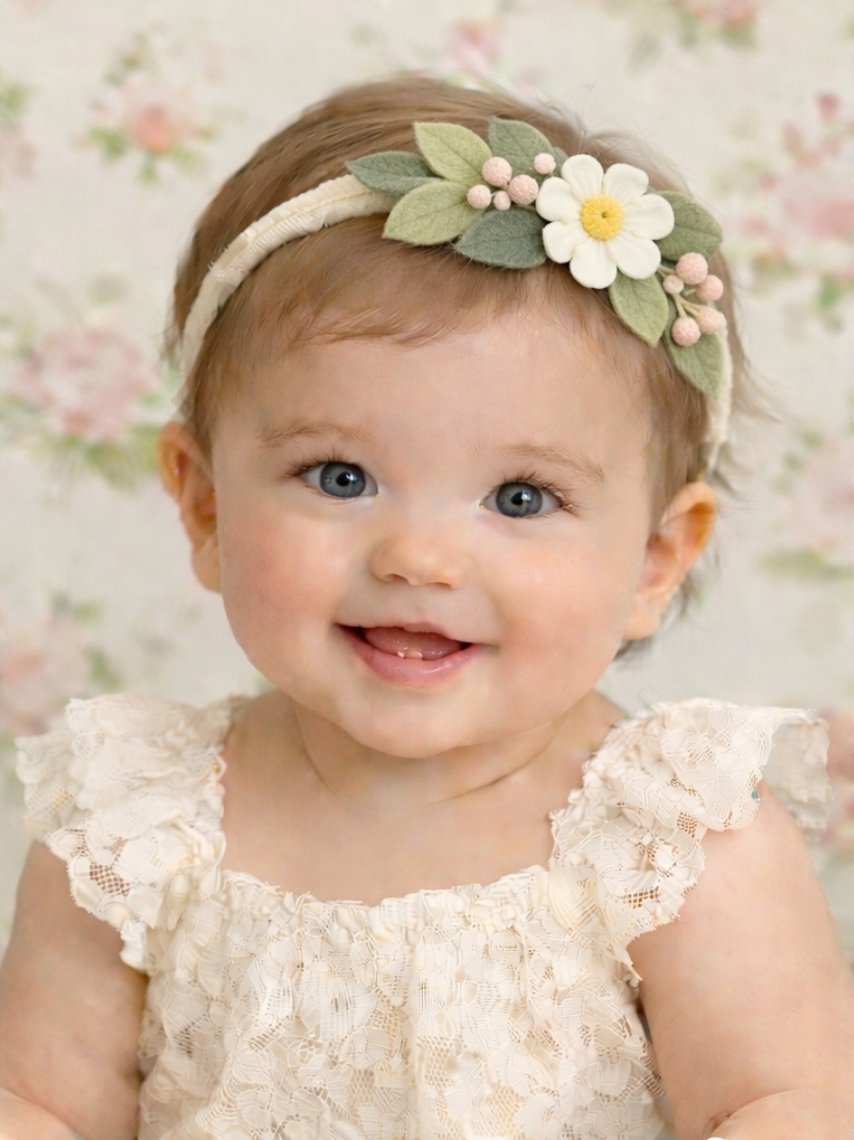 Diadema Floral Natural para Bebé