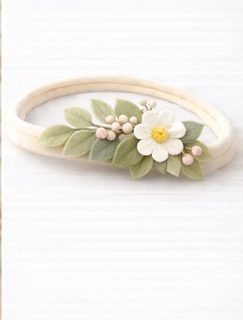 Diadema Floral Natural para Bebé