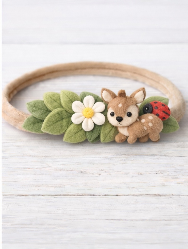 Hermoso diadema de venado y mariquita para bebé