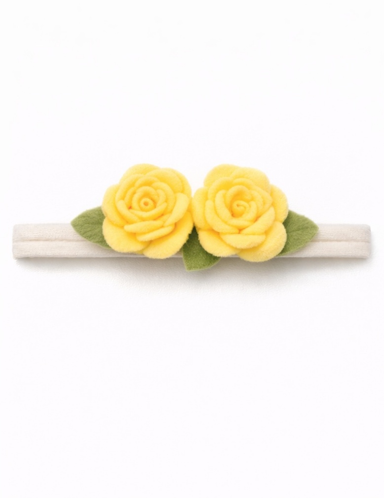 Serre-tête Bébé Duo de Roses Jaunes