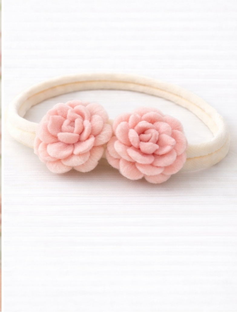 Serre-tête Bébé Roses Douces en Velours