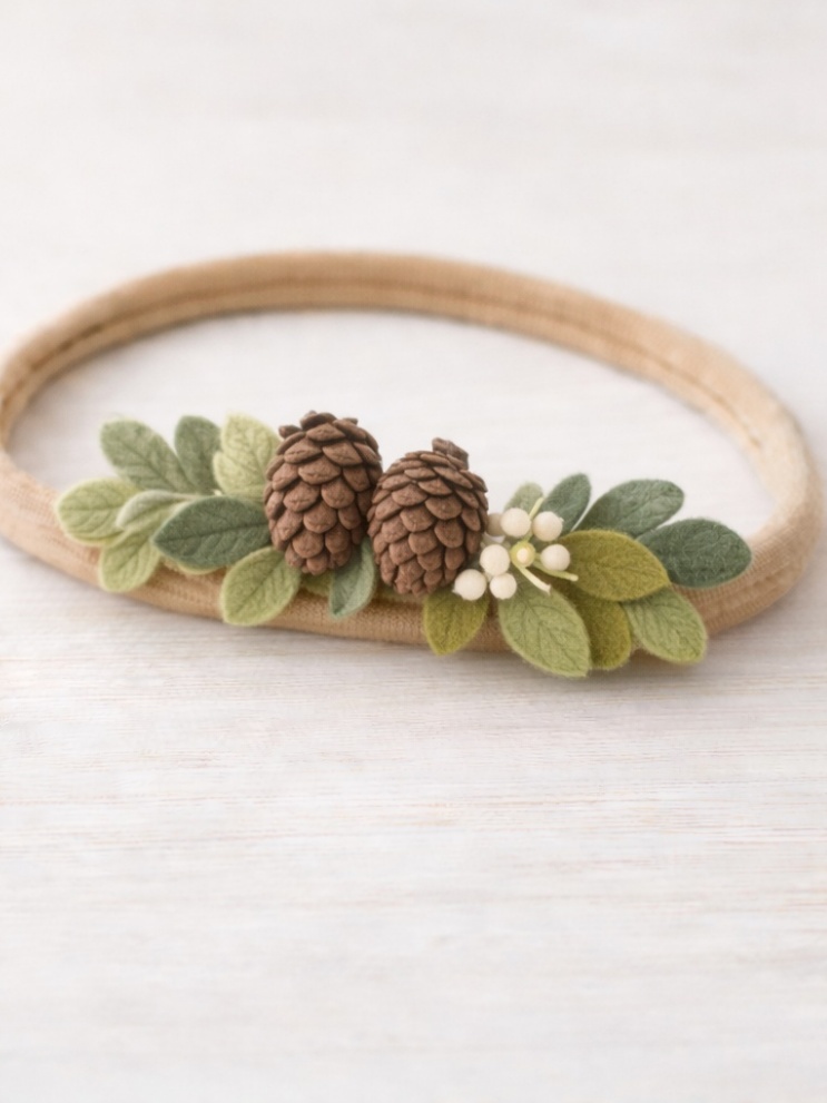 Bandeau bébé avec fleurs de rose et bleuets