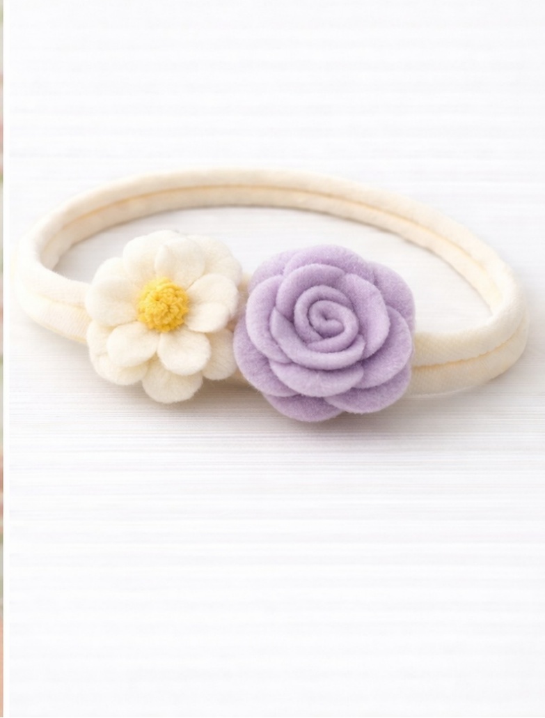 Tiara Bebê Duas Flores Delicadas