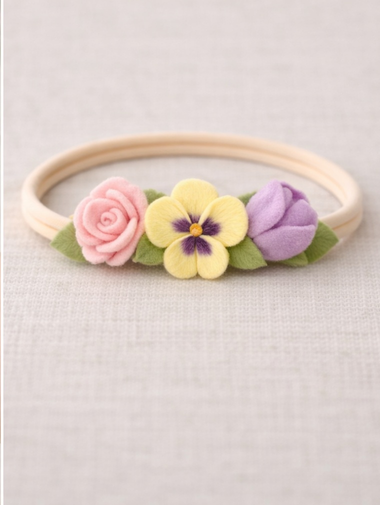 Tiara de Flores Pastel para Bebê