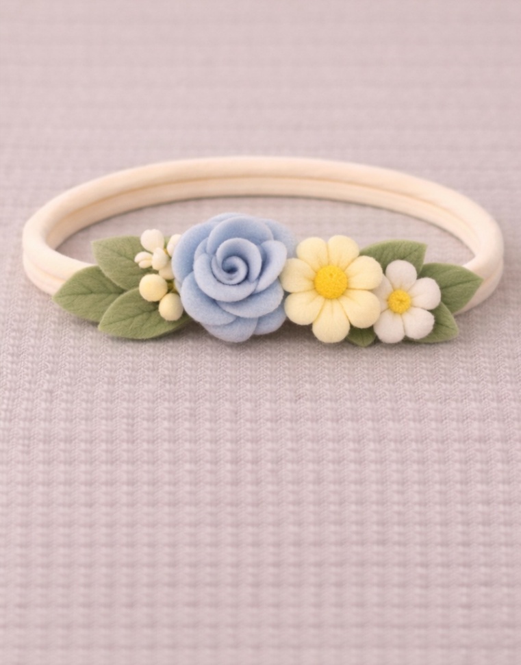 Blaues Rosen Baby-Stirnband – Weiche Blüten für kleine Prinzessinnen