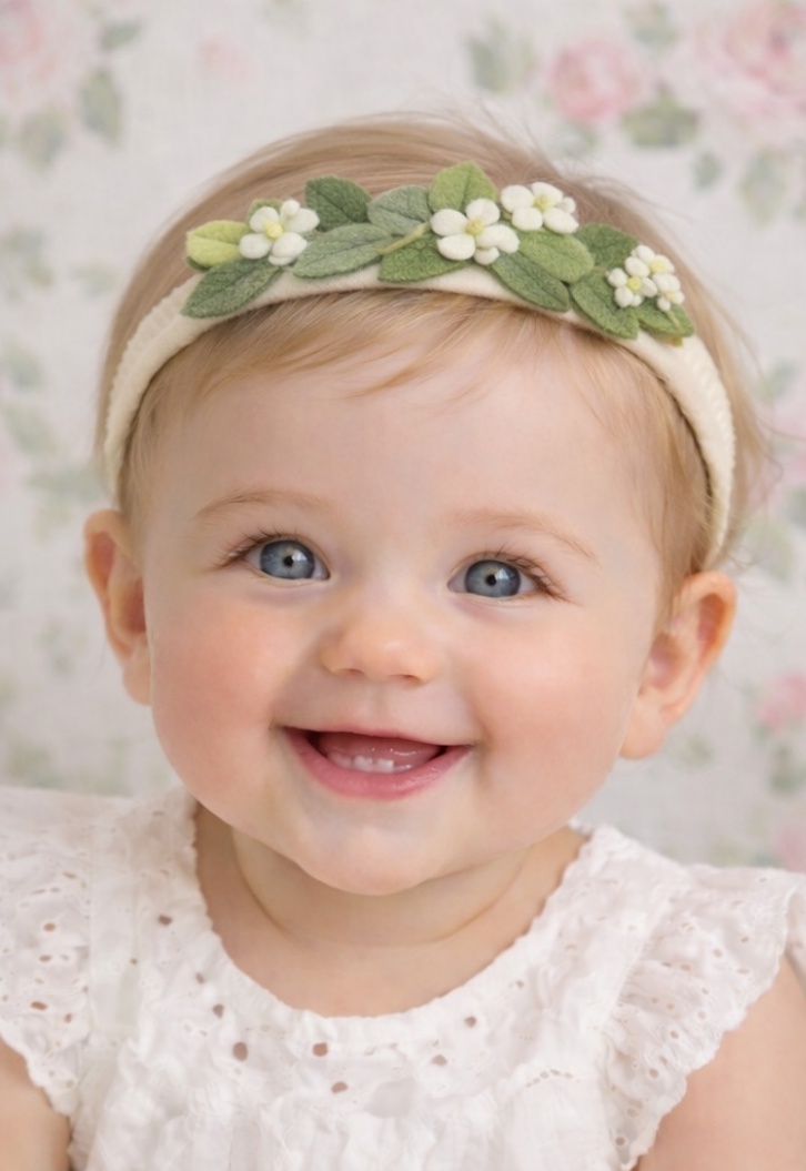 Elegantes Floral Baby Haarband - Heidelbeer- und Blumen-Design