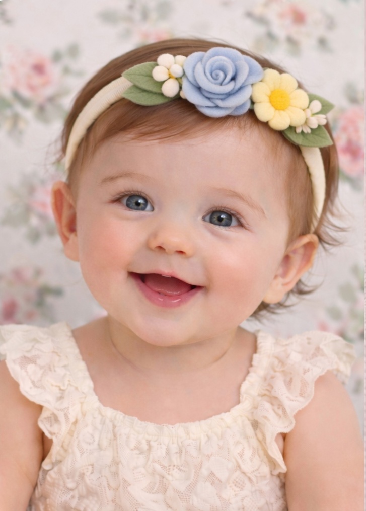 Blaues Rosen Baby-Stirnband – Weiche Blüten für kleine Prinzessinnen