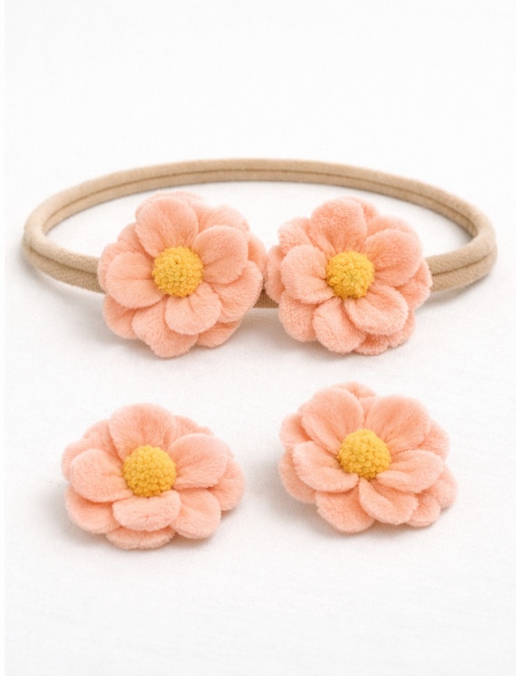 Peach Blossom Baby Headband Set