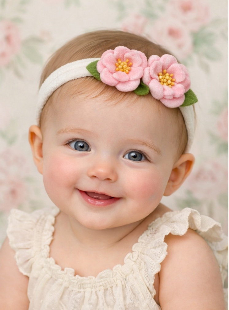 Blush Bloom Twin Flower Baby Headband