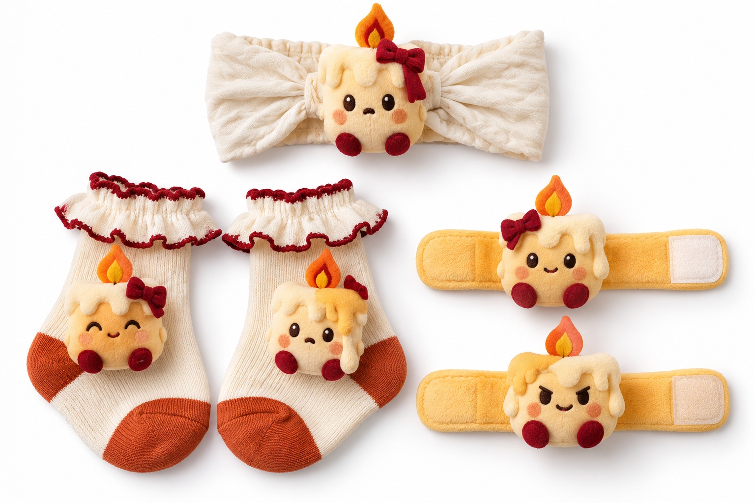 Wholesale Halloween Candle Doll Baby Gift Set – Soft Headband, Socks & Wrist Rattles for Boutiques