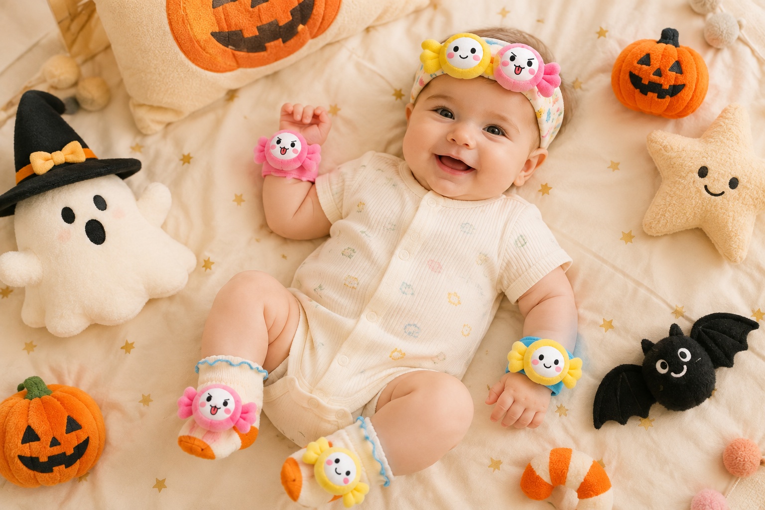 Wholesale Candy Plush Baby Headband, Socks & Wristband Gift Set | Custom Color Boutique Accessories