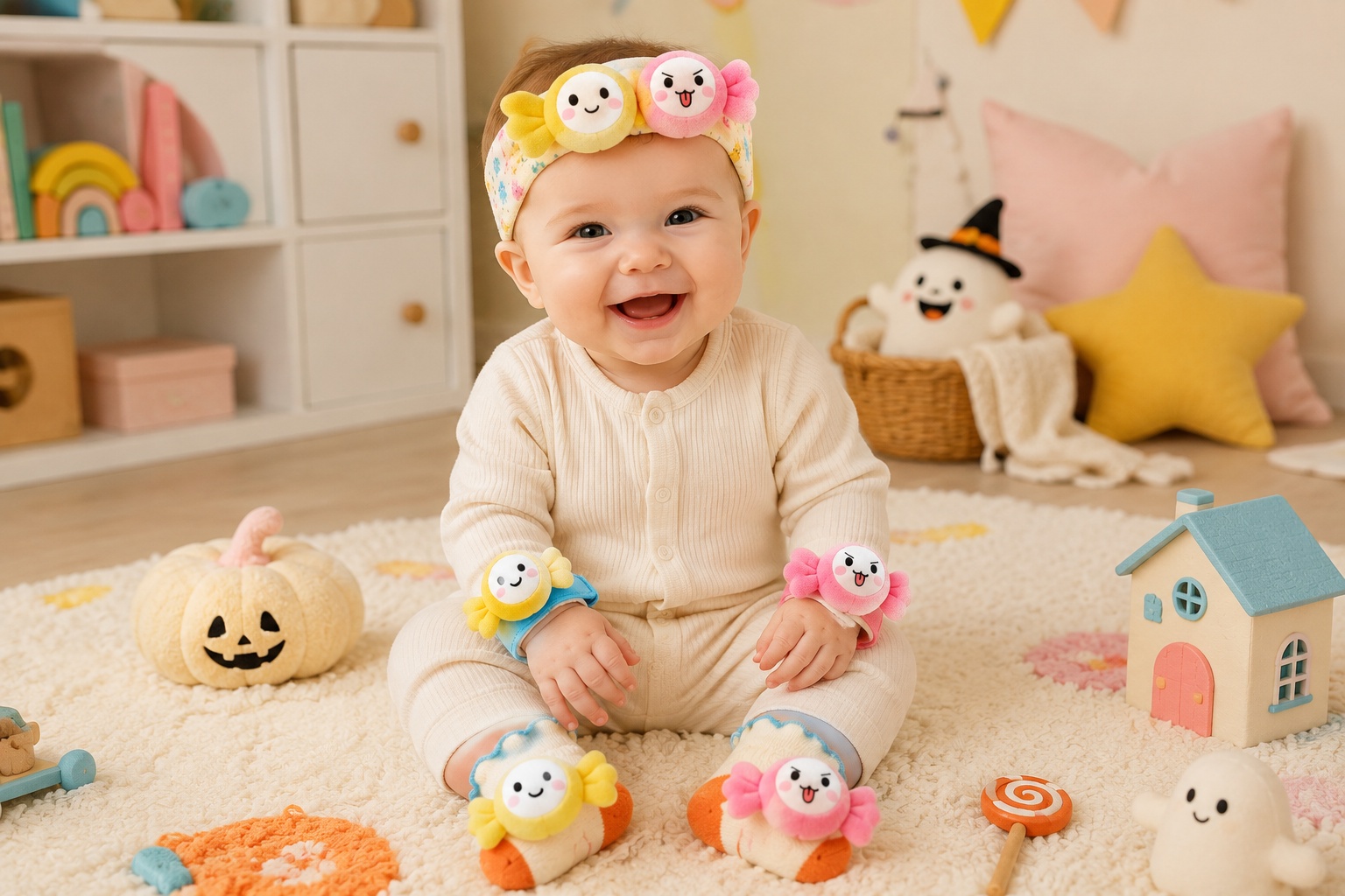 Wholesale Candy Plush Baby Headband, Socks & Wristband Gift Set | Custom Color Boutique Accessories