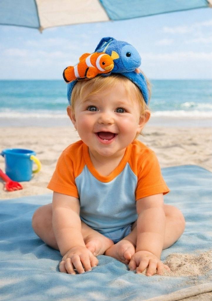 Ocean Friends Plush Baby Headband – Blue Fish & Clownfish