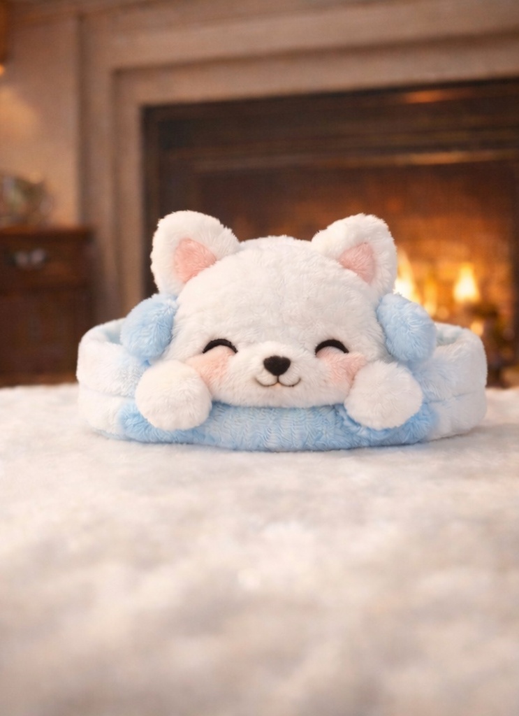 Adorable White Fox Plush Baby Headband with Soft Ears and Cozy Texture