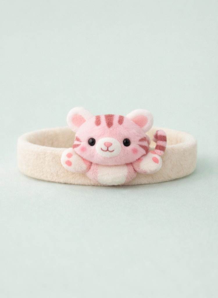 Cute Pink Tiger Plush Baby Headband for Infants - Soft and Comfortable with Adorable Tiger Design