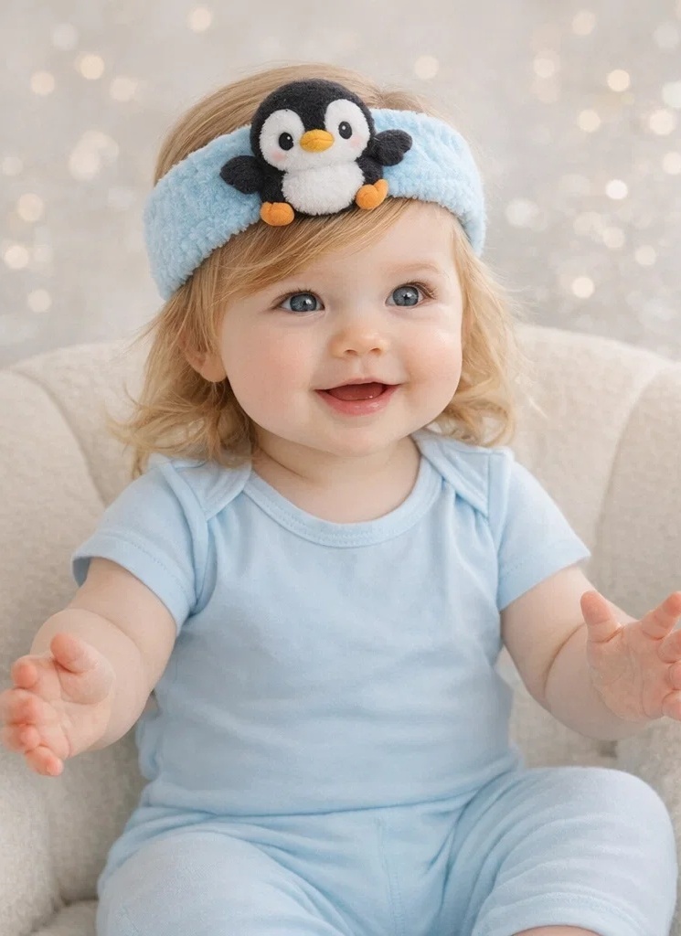 Cute Penguin Plush Baby Headband for Infants