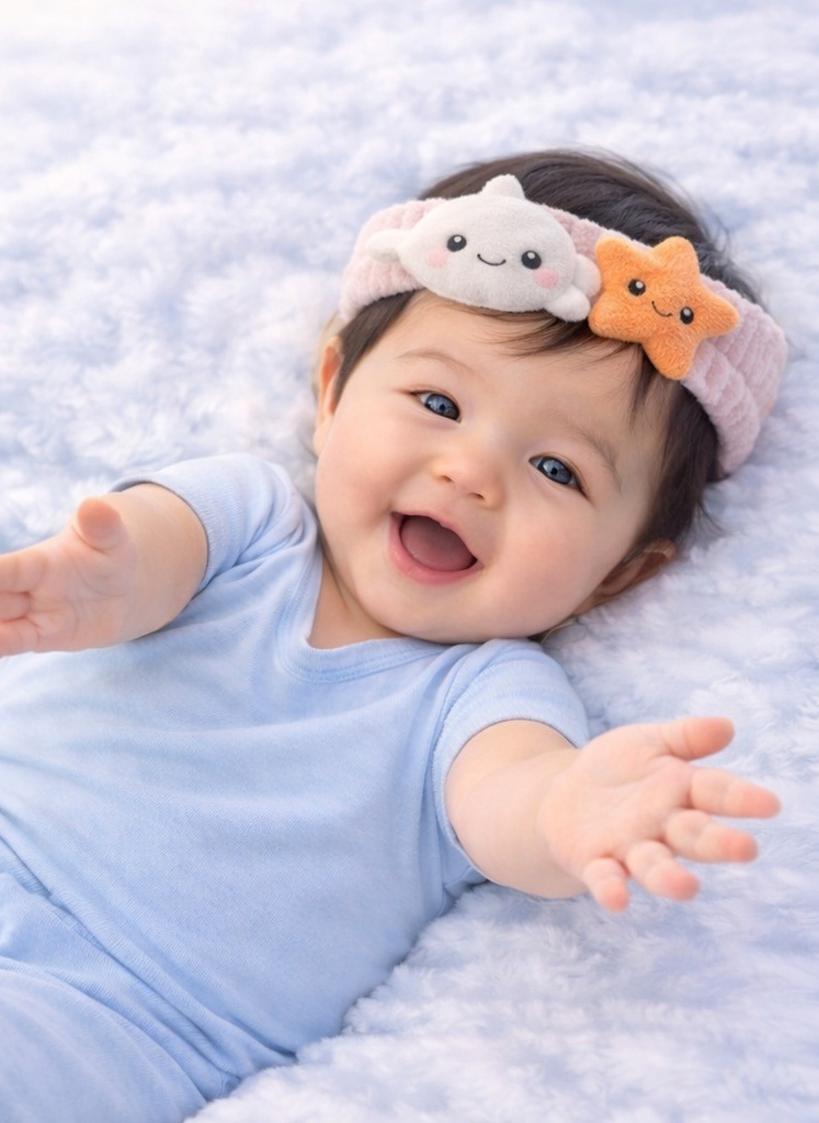 Soft Plush Baby Headband with Cloud & Star – Gentle and Cute Infant Hair Accessory