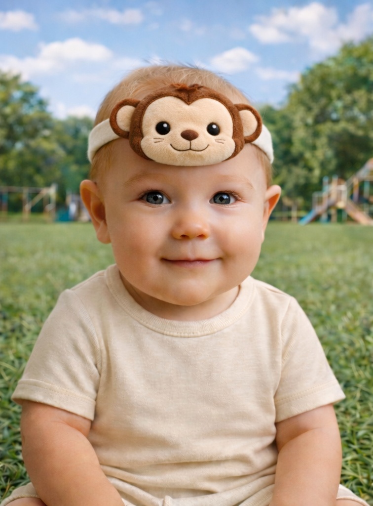 Adorable Monkey Plush Baby Headband | Soft Animal Hair Accessory for Infants
