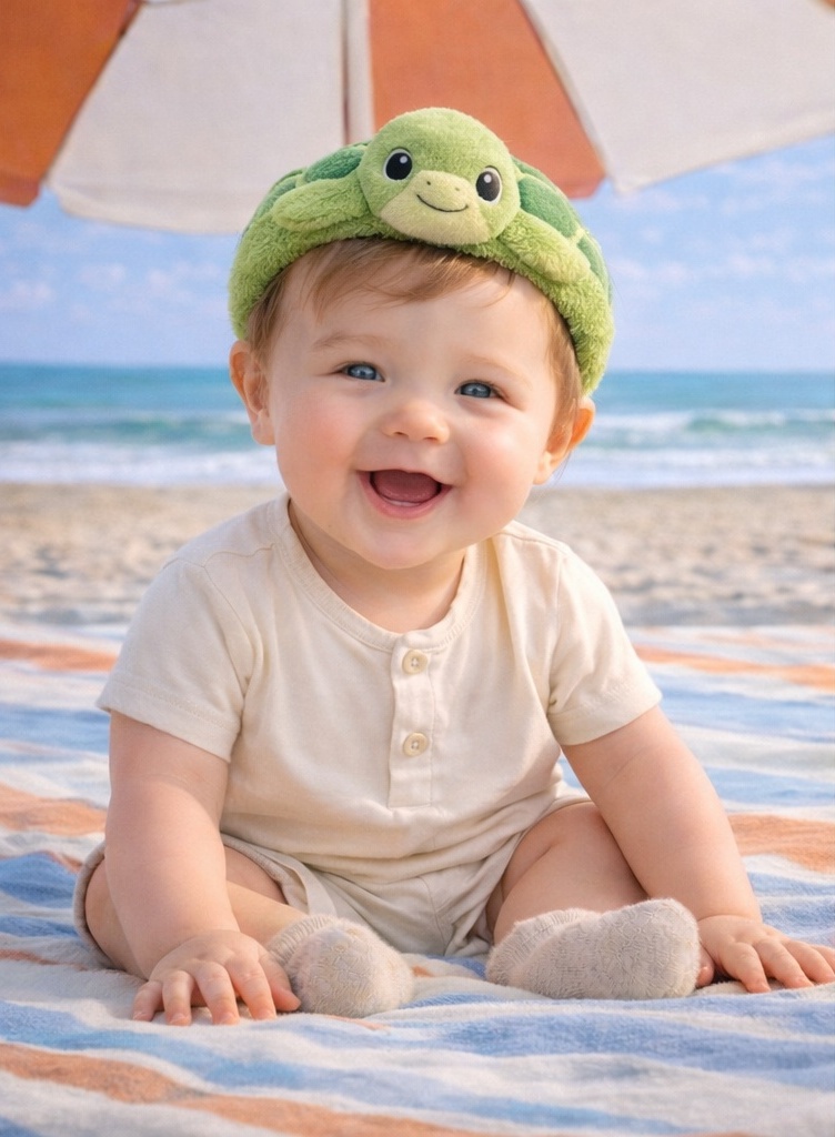Green Sea Turtle Plush Baby Headband – Soft Marine Cartoon