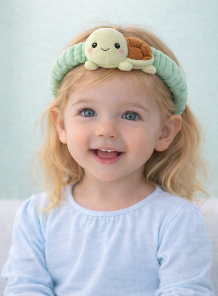 Adorável faixa de bebê com tartaruga de pelúcia – Confortável e macia para bebês
