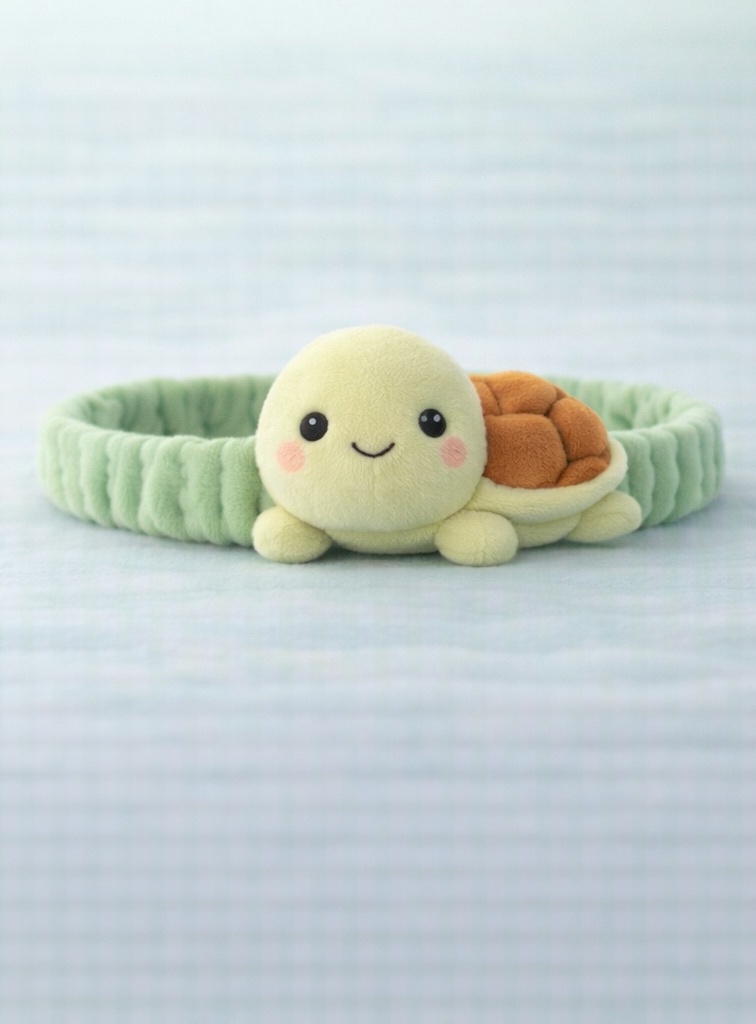 Adorável faixa de bebê com tartaruga de pelúcia – Confortável e macia para bebês