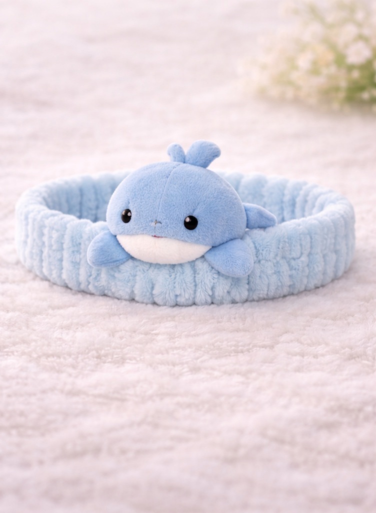 Cartoon Whale Plush Baby Headband - Soft and Cute Baby Hairband for Newborn Girls