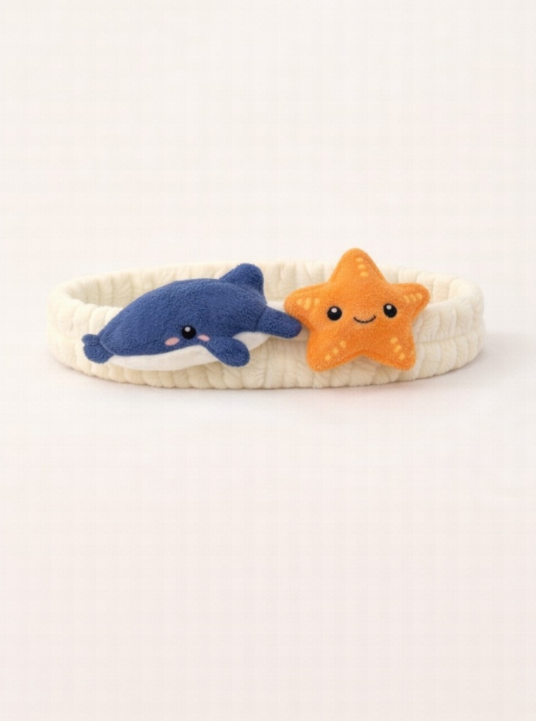 Adorável Diadema de Pelúcia de Golfinho e Estrela-do-mar para Bebês