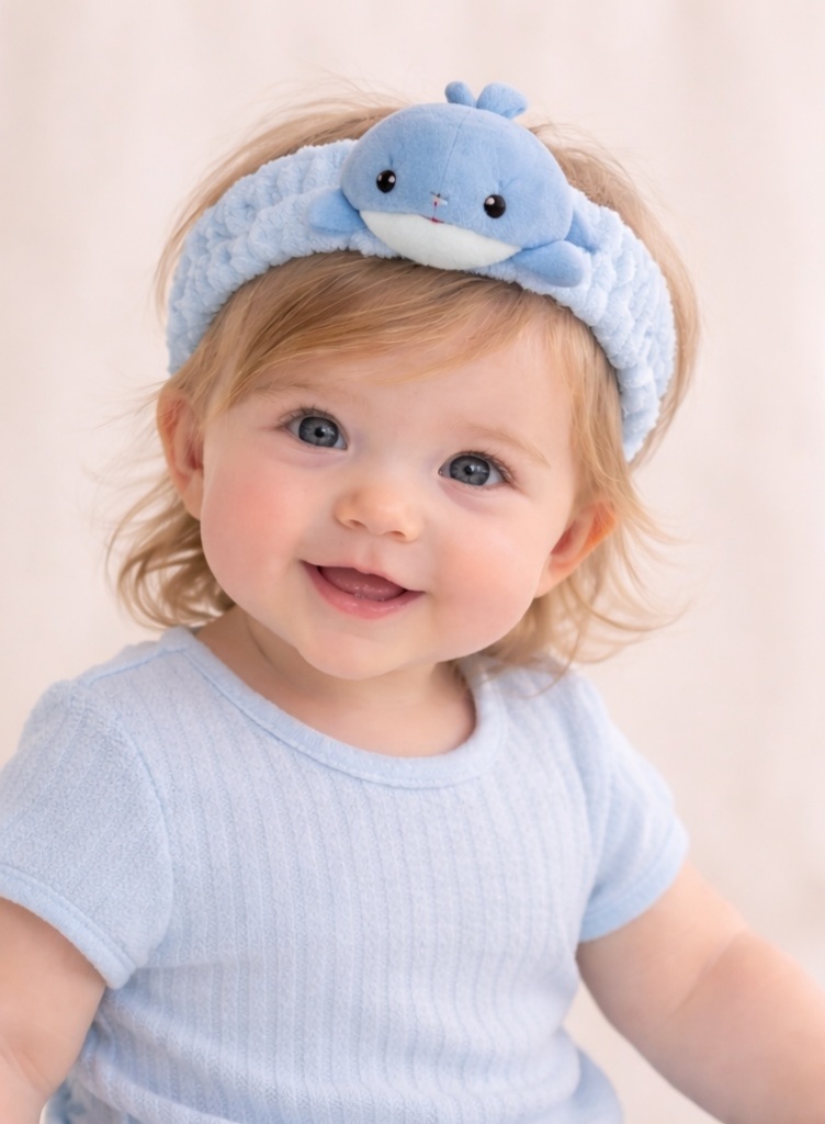 Cartoon Whale Plush Baby Headband - Soft and Cute Baby Hairband for Newborn Girls