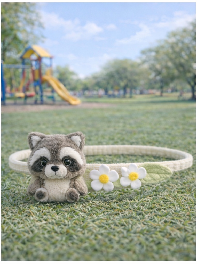 Cute Raccoon Plush Baby Headband | Soft Floral Animal Hairband for Newborns