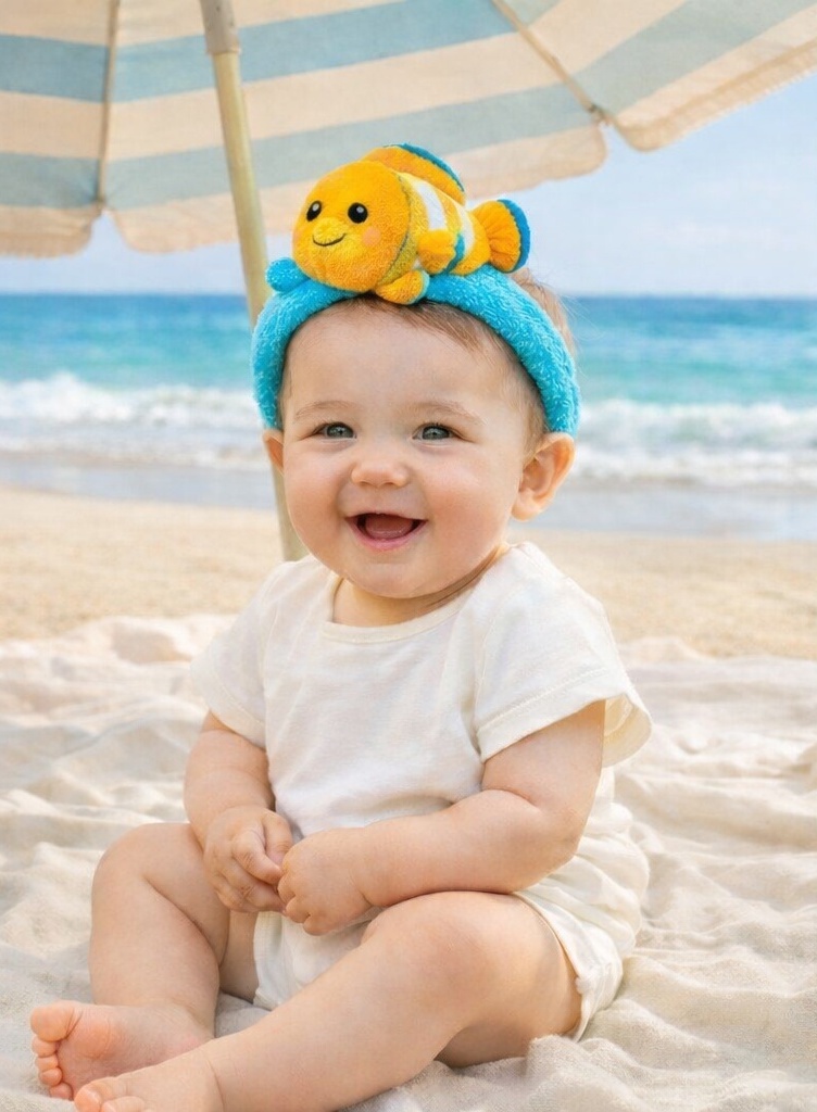 Yellow Clownfish Baby Headband – Soft Plush Marine Style