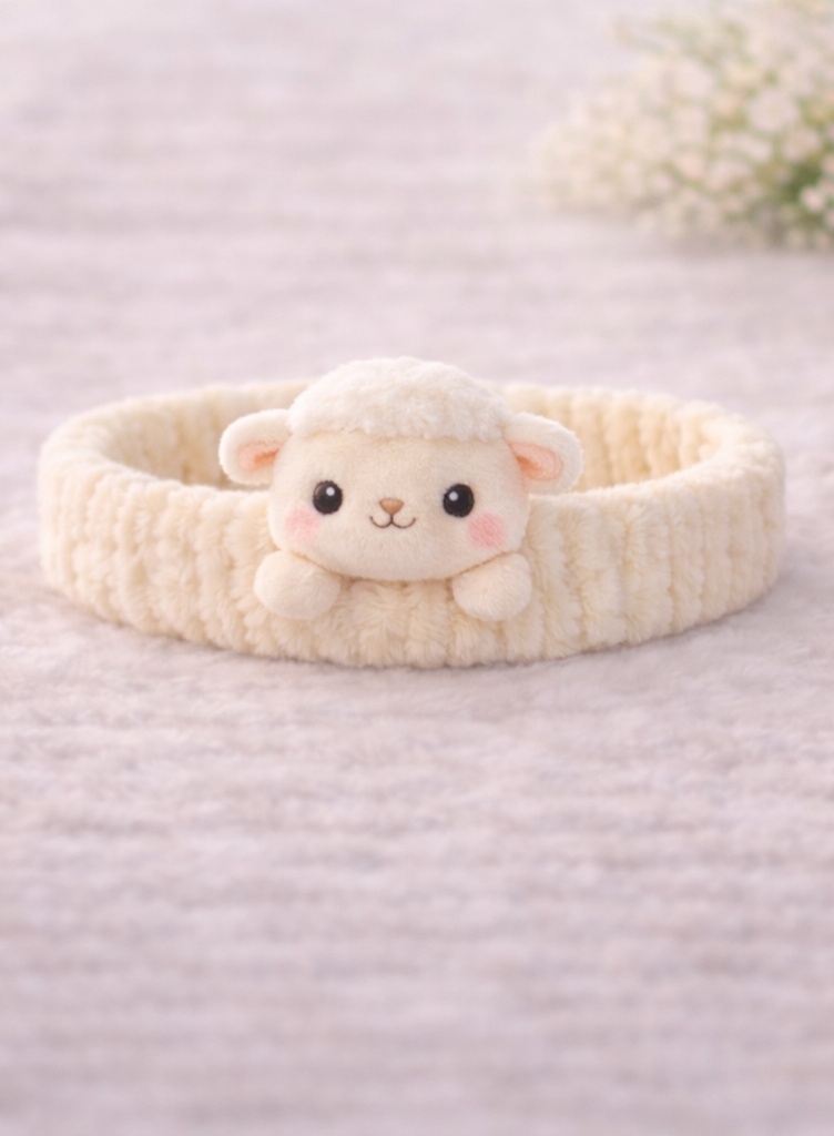 Cartoon Lamb Plush Baby Headband - Soft and Cute Baby Hairband for Newborn Girls